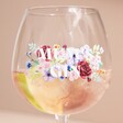 Close up of personalisation on Personalised Floral Balloon Gin Glass