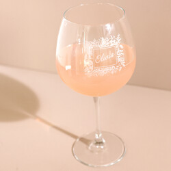 Personalised Floral Border Balloon Gin Glass