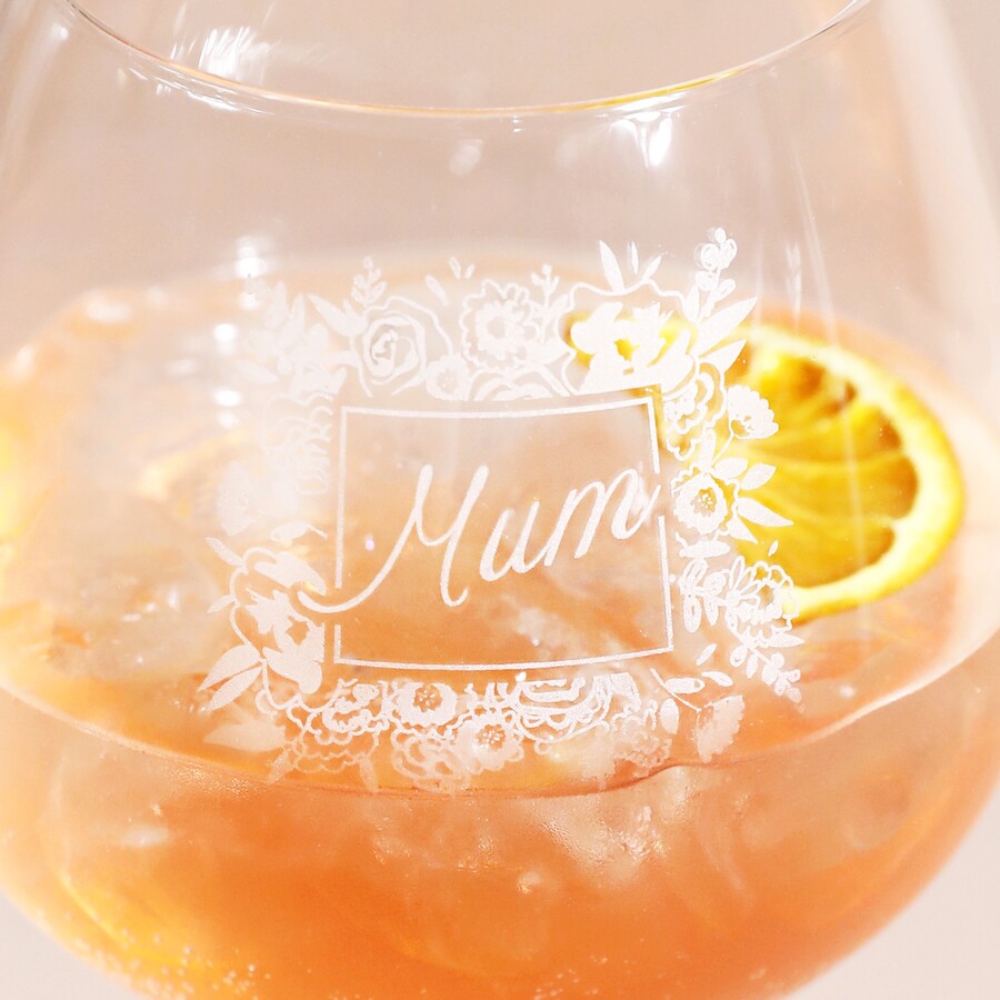 Personalised Floral Border Gin Glass Lisa Angel