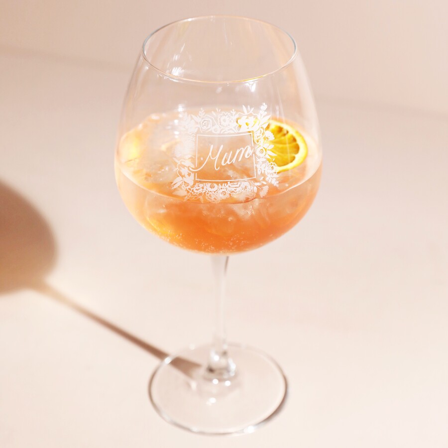 Personalised Floral Border Gin Glass Lisa Angel