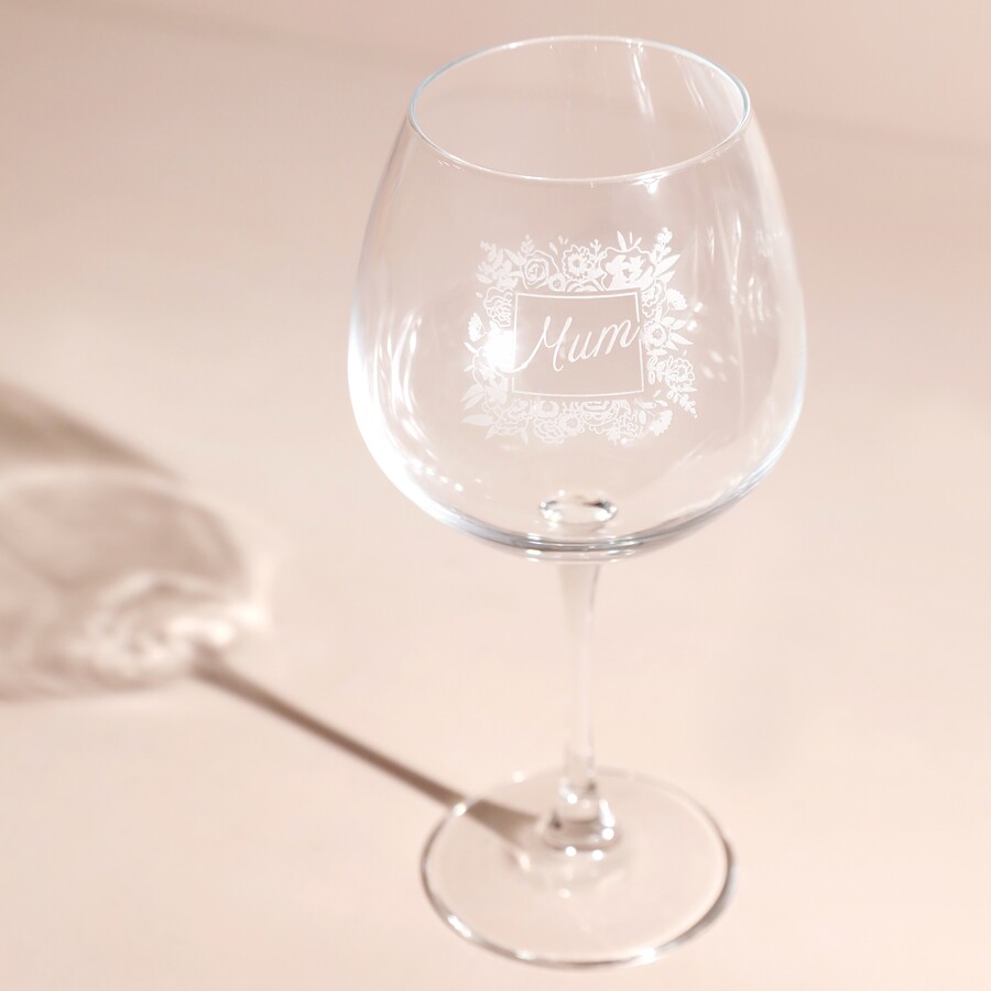 Personalised Floral Border Gin Glass Lisa Angel