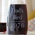 Close Up of Personalised Name and Year Crystal Carafe with wine inside