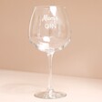 Personalised Script Name Balloon Gin Glass empty in front of neutral background