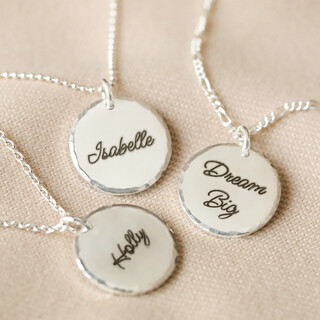 Personalised Sterling Silver Hammered Disc Necklace