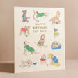 Cath Kidston Top Dog Birthday Card Standing Up on Neutral Surface