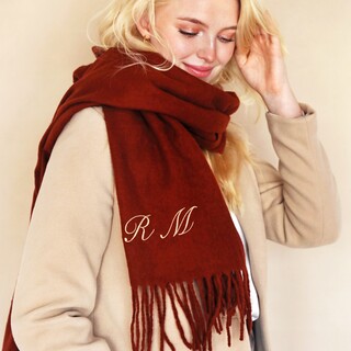 Personalised Initial Scarf Chunky Knit Scarf Embroidered 