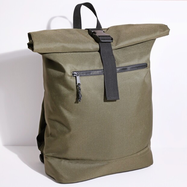 Personalised Message BagBase Roll Top Backpack in Military Green Personalised Message BagBase Roll Top Backpack in Military Green