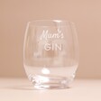 Personalised Name Gin Tumbler with mum personalisation empty in front of neutral background