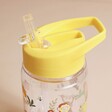 Close up of light yellow lid on the Personalised Sass & Belle Children's Animal Water Bottle