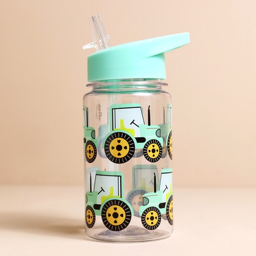 Sass & Belle Children's Tractor Water Bottle against neutral background