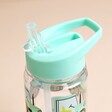 Close up of light green lid on the Sass & Belle Children's Tractor Water Bottle