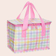 Sass & Belle Danish Pastel Lunch Bag with Straps Up on Pale Pink Background