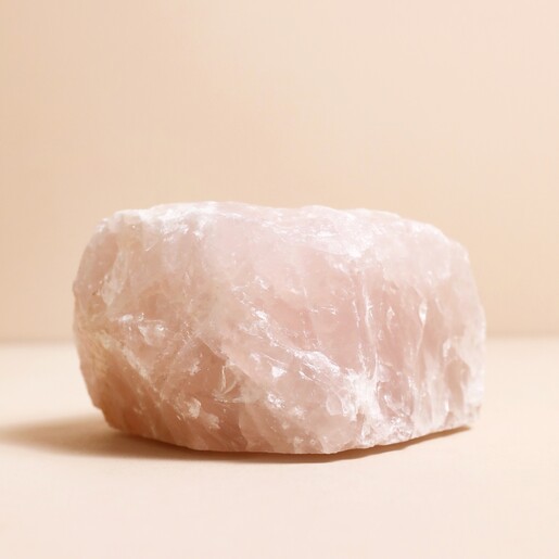 Side view of the Rose Quartz Crystal Tealight Holder