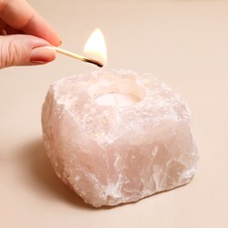 Rose Quartz Crystal Tealight Holder