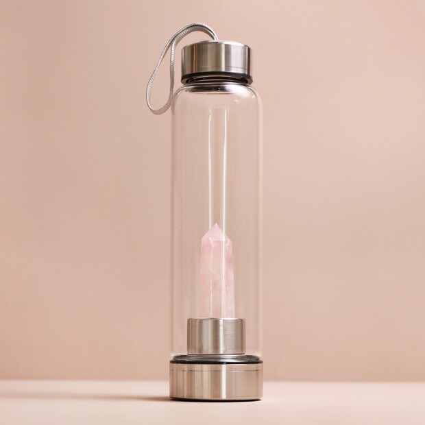 Rose Quartz Purifying Glass Water Bottle Rose Quartz Purifying Glass Water Bottle