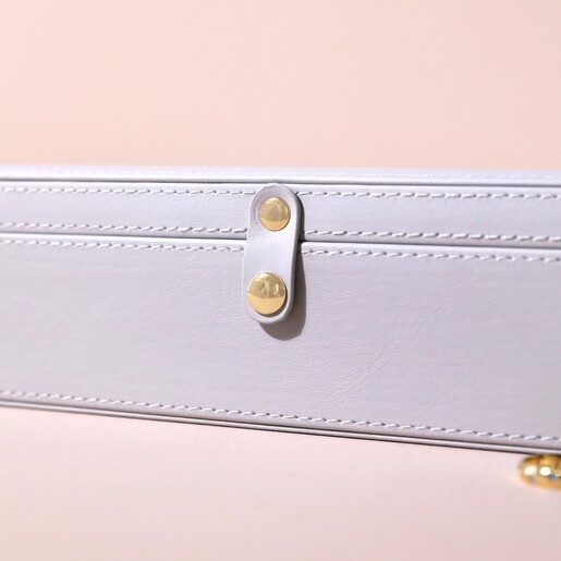 Popper Closing on Large Grey Jewellery Box