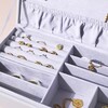 Inside Compartments of Large Grey Jewellery Box