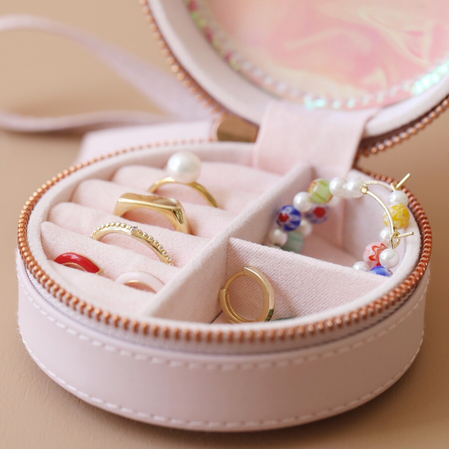 Personalised Mini Round Travel Jewellery Case Lisa Angel