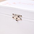 Silver Clasp on White Personalised Name Butterfly Musical Jewellery Box