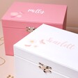 Pink and White Personalised Name Butterfly Musical Jewellery Box