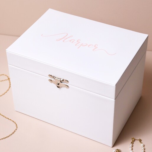 Personalised White Timber Ballerina Jewellery Music Box
