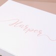 Close Up of White Personalised Name Musical Jewellery Box