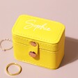 Personalised Petite Travel Ring Box in Yellow
