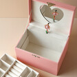 Pink Musical Jewellery Box With Drawer Removed to Reveal Compartment
