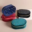 Starry Night Velvet Oval Jewellery Case in Navy With Green and Black Options