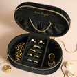 Inside Starry Night Velvet Oval Jewellery Case in Black
