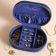 Starry Night Velvet Oval Jewellery Case in Navy Opened