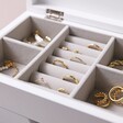 Gold Jewellery Inside White Jewellery Box with Drawers