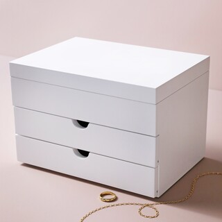 White Jewellery Box with Drawers