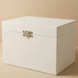 White Musical Jewellery Box Closed with Beige Background