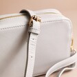 Close up of strap on Personalised Constellation Crossbody Bag in grey