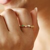 Close Up of Model Wearing Adjustable Enamel Heart Ring in Gold