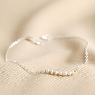 Freshwater Seed Pearl Chain Anklet in Silver