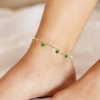 Semi-Precious Green Agate Stone Droplet Anklet in Gold on Model