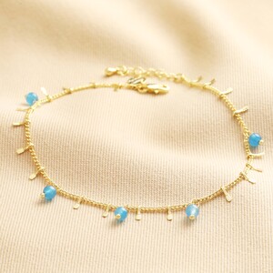 Semi Precious Stone Droplet Anklet Blue