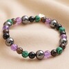 Be Fearless Semi-Precious Stone Beaded Bracelet in Green on Neutral Fabric