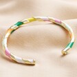 Open Back of Colourful Enamel Striped Bangle in Gold