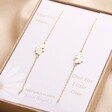 Close Up of Mother & Child Set of 2 Flower Bracelets in Gold in Box Packaging