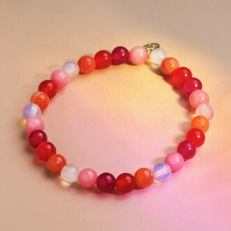Pride Semi-Precious Beaded Bracelet in Pink