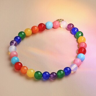 Pride Semi-Precious Beaded Bracelet in Rainbow