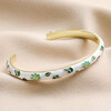 White Cloisonné Bangle in Gold on Neutral Background