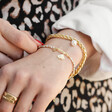 White Semi-Precious Stone Beaded Bracelet in Gold on Model