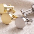 Brushed Finish Round Cufflinks in Gold with Silver 