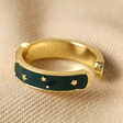 Celestial Details on Adjustable Midnight Blue Enamel Sun Ring in Gold