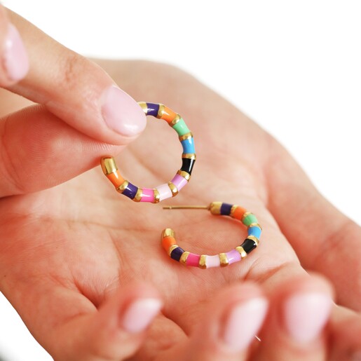 Hoop earrings colourful sale