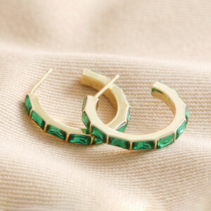 Emerald Baguette Stone Hoops